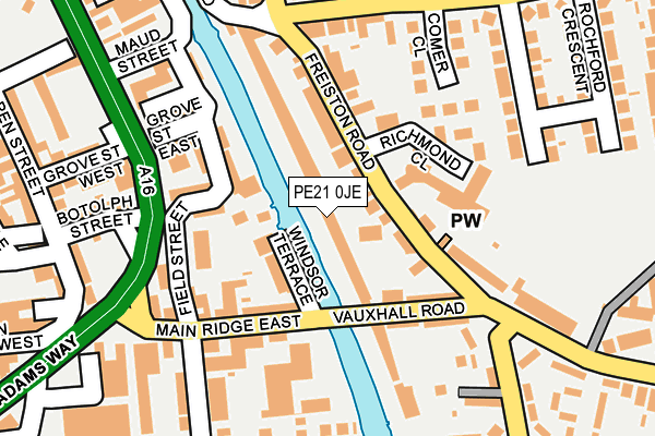 PE21 0JE map - OS OpenMap – Local (Ordnance Survey)