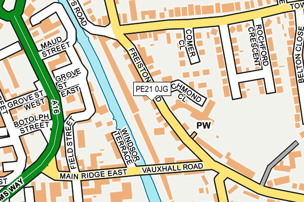 PE21 0JG map - OS OpenMap – Local (Ordnance Survey)
