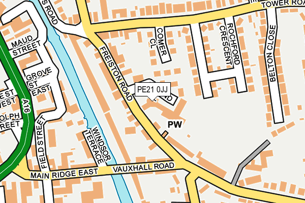 PE21 0JJ map - OS OpenMap – Local (Ordnance Survey)