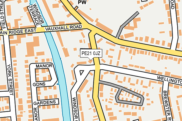 PE21 0JZ map - OS OpenMap – Local (Ordnance Survey)