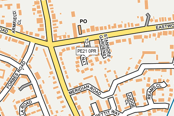 PE21 0PR map - OS OpenMap – Local (Ordnance Survey)