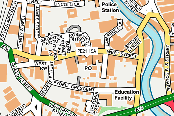 PE21 1SA map - OS OpenMap – Local (Ordnance Survey)