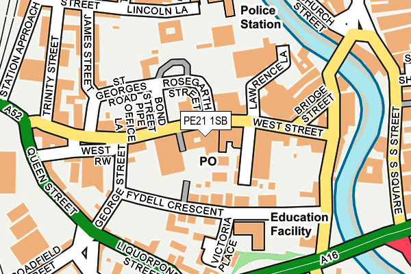 PE21 1SB map - OS OpenMap – Local (Ordnance Survey)