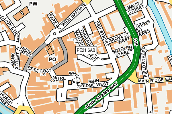 PE21 6AB map - OS OpenMap – Local (Ordnance Survey)