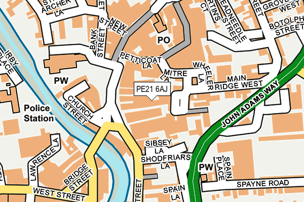 PE21 6AJ map - OS OpenMap – Local (Ordnance Survey)