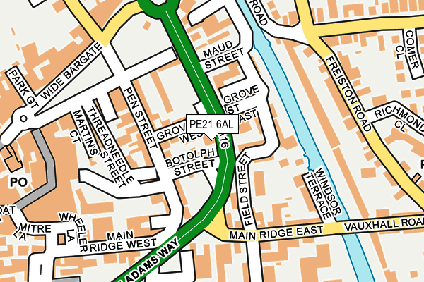 PE21 6AL map - OS OpenMap – Local (Ordnance Survey)