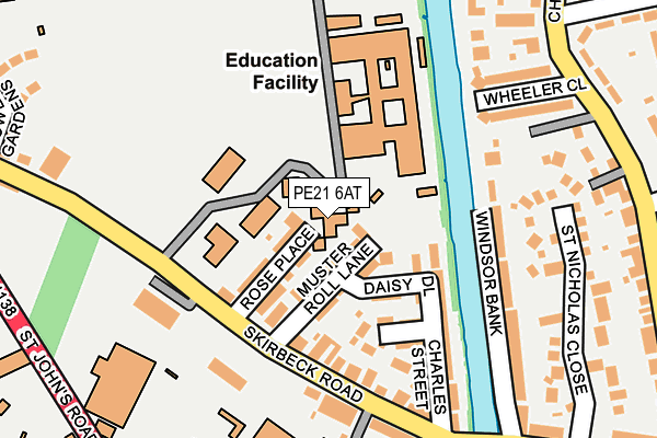 PE21 6AT map - OS OpenMap – Local (Ordnance Survey)