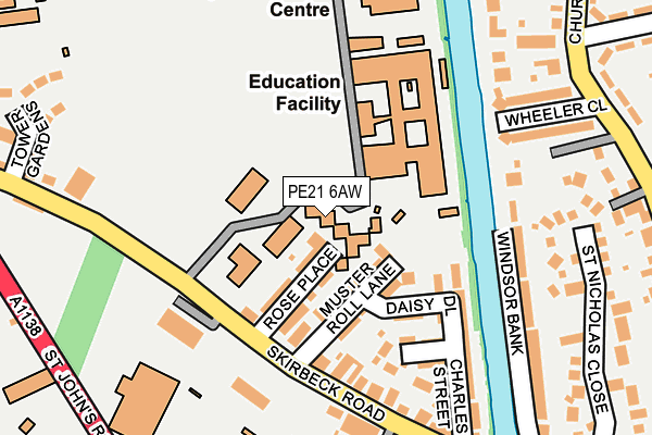 PE21 6AW map - OS OpenMap – Local (Ordnance Survey)