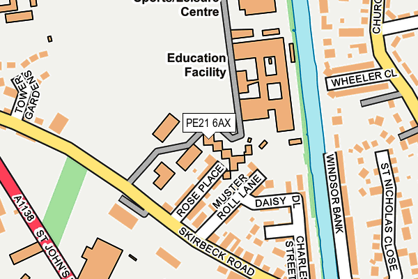 PE21 6AX map - OS OpenMap – Local (Ordnance Survey)