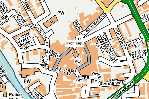 PE21 6EG map - OS OpenMap – Local (Ordnance Survey)