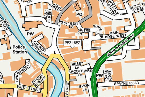 PE21 6EZ map - OS OpenMap – Local (Ordnance Survey)