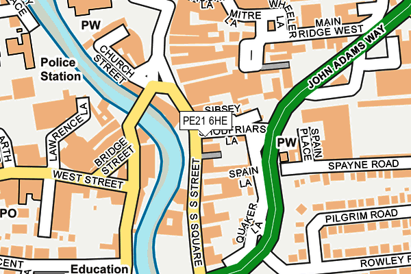 PE21 6HE map - OS OpenMap – Local (Ordnance Survey)