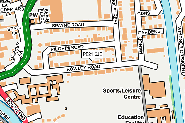 PE21 6JE map - OS OpenMap – Local (Ordnance Survey)