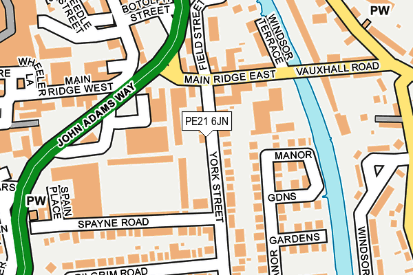 PE21 6JN map - OS OpenMap – Local (Ordnance Survey)