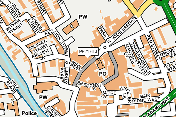 PE21 6LJ map - OS OpenMap – Local (Ordnance Survey)