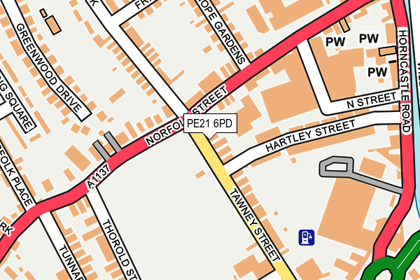 PE21 6PD map - OS OpenMap – Local (Ordnance Survey)