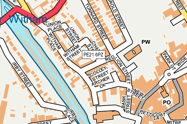 PE21 6PZ map - OS OpenMap – Local (Ordnance Survey)