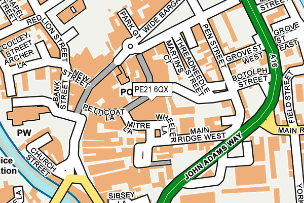 PE21 6QX map - OS OpenMap – Local (Ordnance Survey)