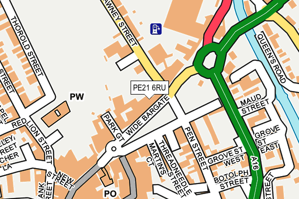 PE21 6RU map - OS OpenMap – Local (Ordnance Survey)