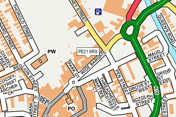 PE21 6RX map - OS OpenMap – Local (Ordnance Survey)