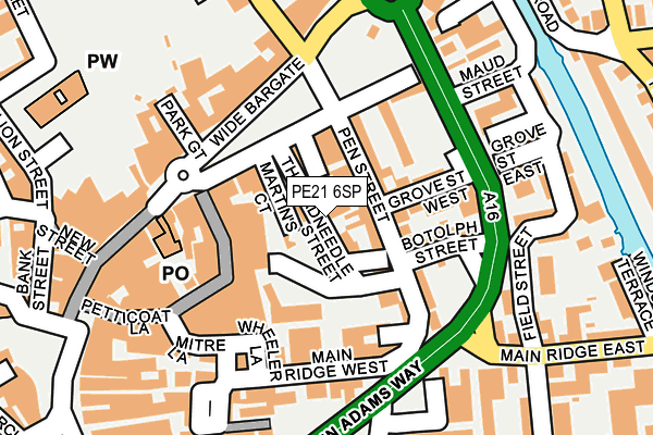 PE21 6SP map - OS OpenMap – Local (Ordnance Survey)
