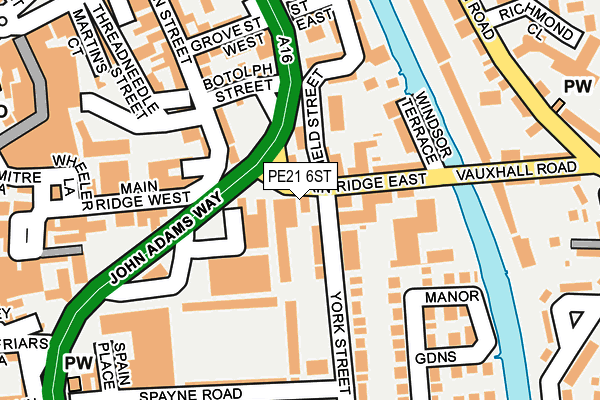 PE21 6ST map - OS OpenMap – Local (Ordnance Survey)