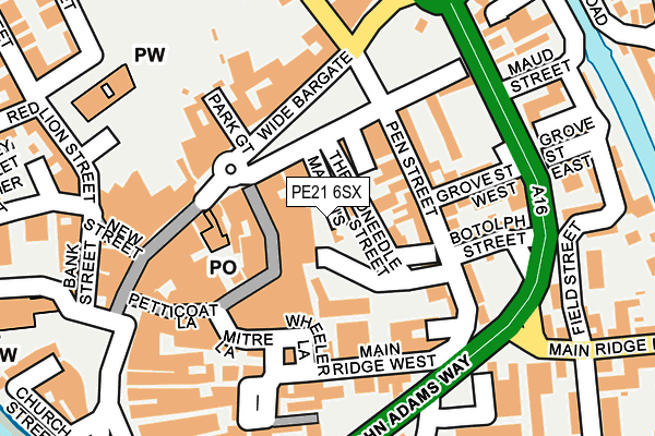 PE21 6SX map - OS OpenMap – Local (Ordnance Survey)