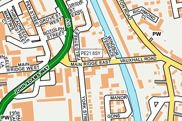 PE21 6SY map - OS OpenMap – Local (Ordnance Survey)