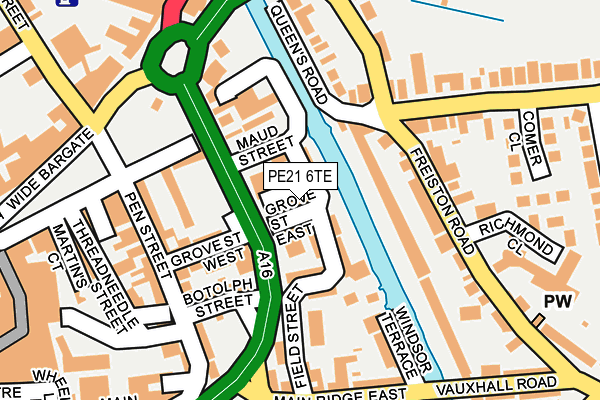 PE21 6TE map - OS OpenMap – Local (Ordnance Survey)