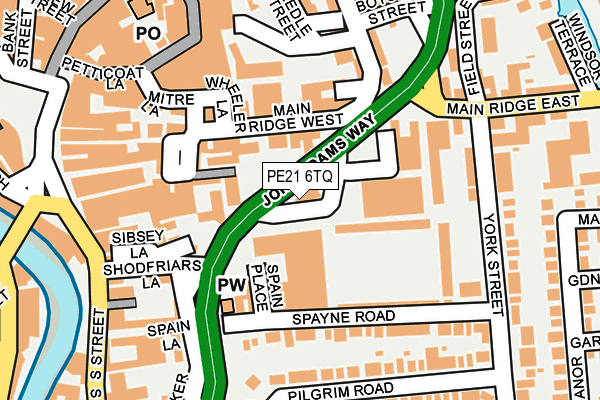 PE21 6TQ map - OS OpenMap – Local (Ordnance Survey)
