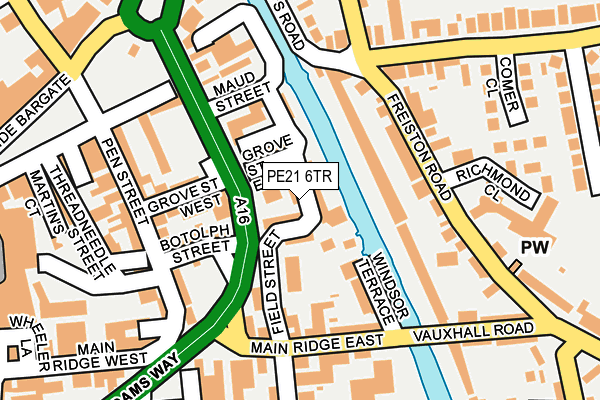 PE21 6TR map - OS OpenMap – Local (Ordnance Survey)