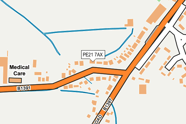 PE21 7AX map - OS OpenMap – Local (Ordnance Survey)