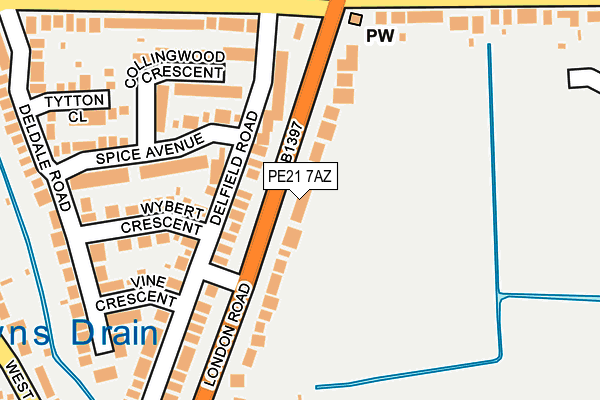 PE21 7AZ map - OS OpenMap – Local (Ordnance Survey)