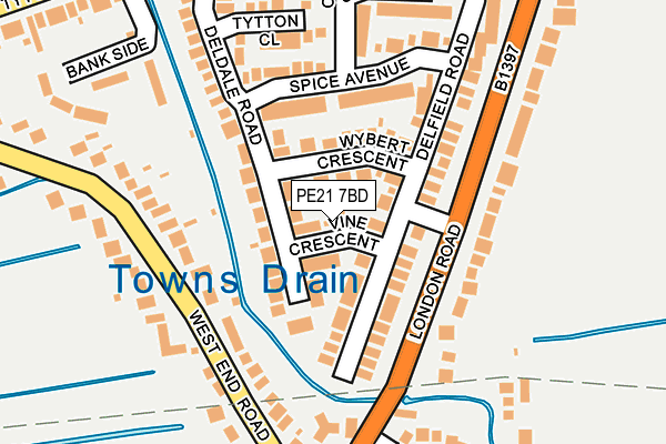 PE21 7BD map - OS OpenMap – Local (Ordnance Survey)