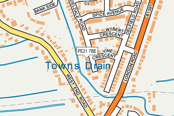 PE21 7BE map - OS OpenMap – Local (Ordnance Survey)