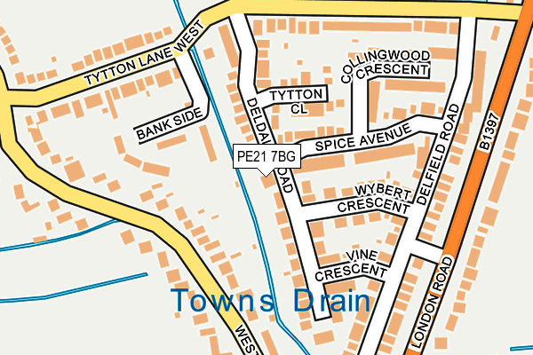 PE21 7BG map - OS OpenMap – Local (Ordnance Survey)