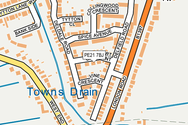 PE21 7BJ map - OS OpenMap – Local (Ordnance Survey)