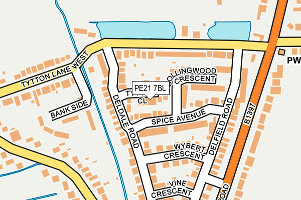 PE21 7BL map - OS OpenMap – Local (Ordnance Survey)