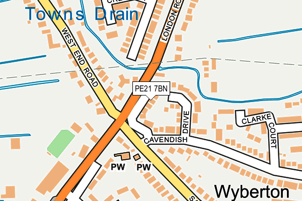 PE21 7BN map - OS OpenMap – Local (Ordnance Survey)