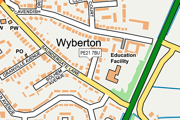 PE21 7BU map - OS OpenMap – Local (Ordnance Survey)