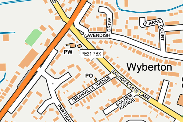 PE21 7BX map - OS OpenMap – Local (Ordnance Survey)