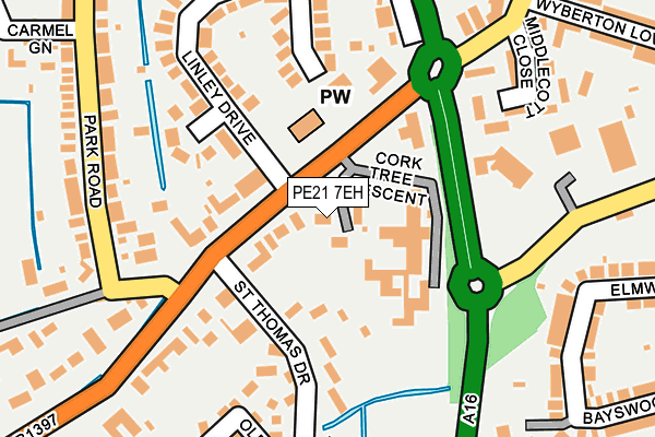 PE21 7EH map - OS OpenMap – Local (Ordnance Survey)