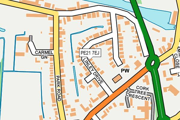 PE21 7EJ map - OS OpenMap – Local (Ordnance Survey)