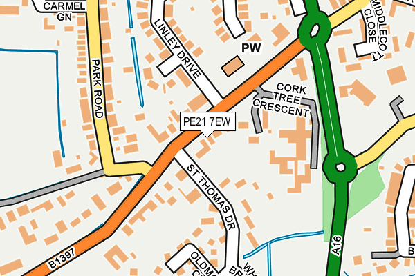 PE21 7EW map - OS OpenMap – Local (Ordnance Survey)