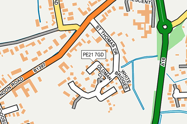 PE21 7GD map - OS OpenMap – Local (Ordnance Survey)