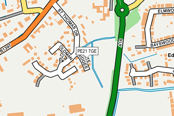 PE21 7GE map - OS OpenMap – Local (Ordnance Survey)