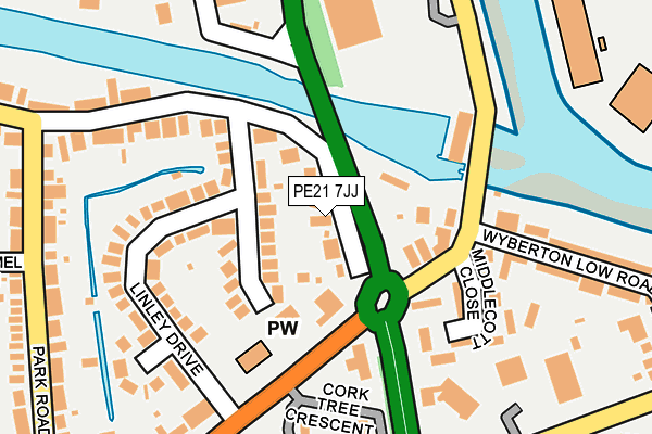 PE21 7JJ map - OS OpenMap – Local (Ordnance Survey)