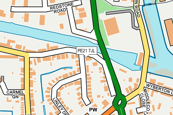 PE21 7JL map - OS OpenMap – Local (Ordnance Survey)