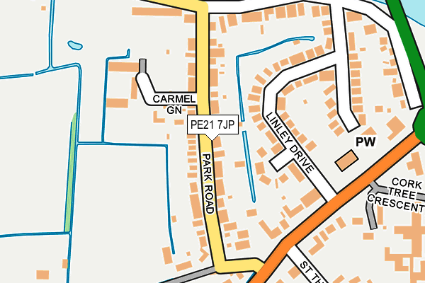 PE21 7JP map - OS OpenMap – Local (Ordnance Survey)