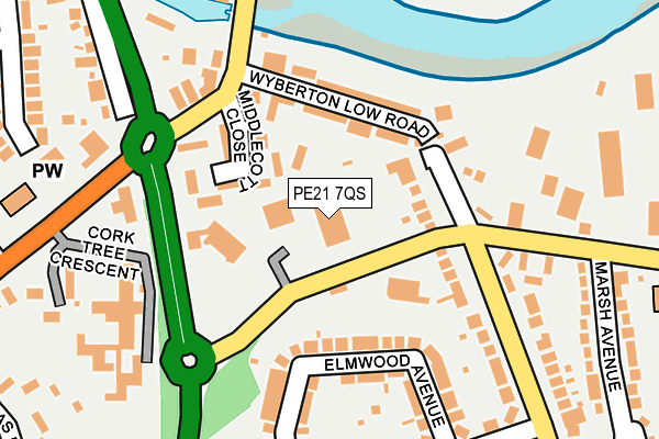 PE21 7QS map - OS OpenMap – Local (Ordnance Survey)